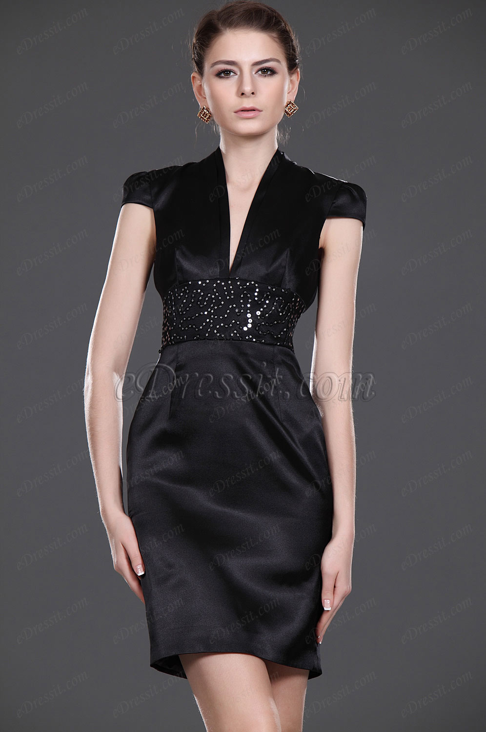 New Sexy Little Black V-neck Party Dress