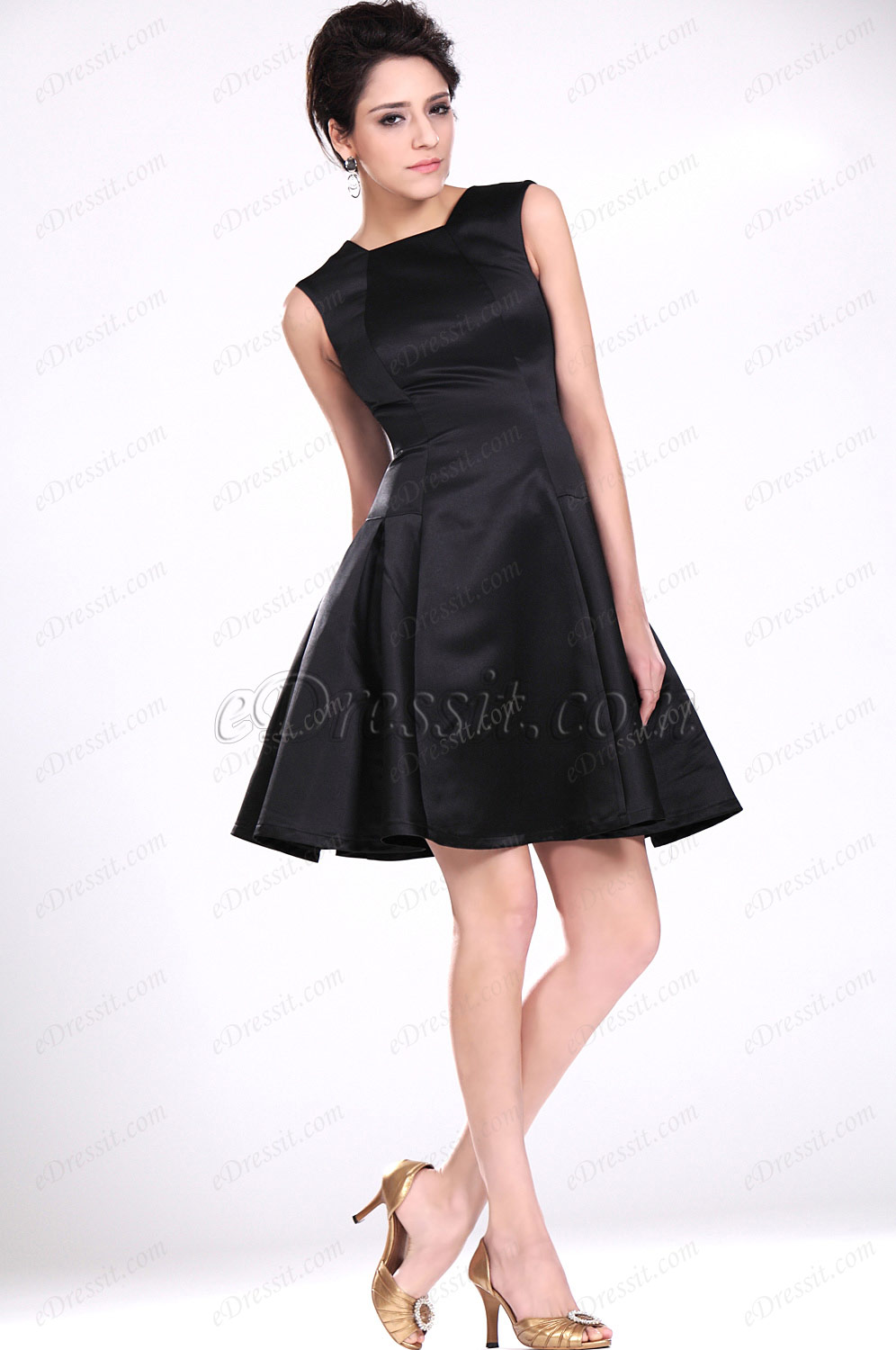 New Elegant Black Fitted Party Dress