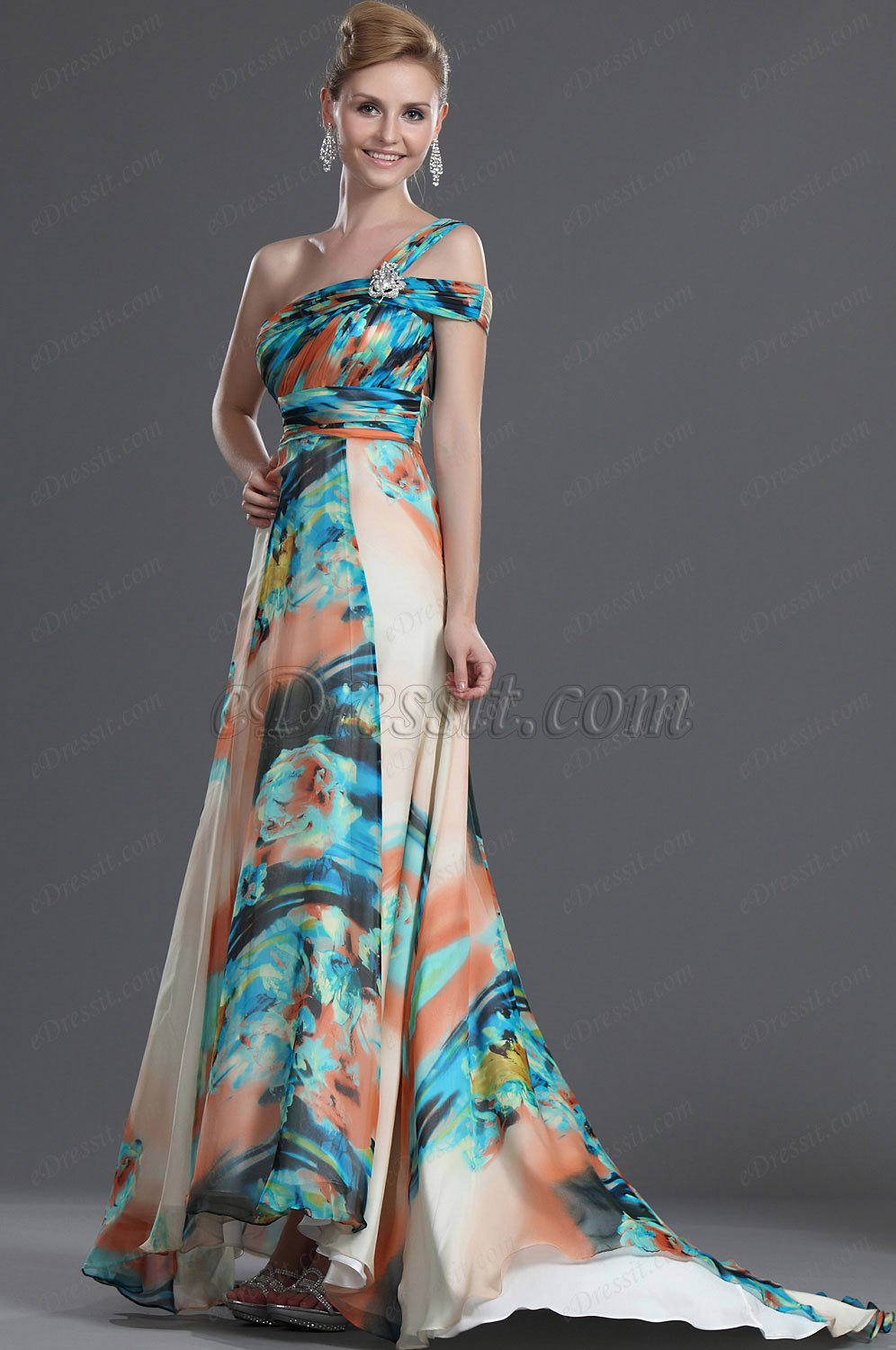 Bretelle Seule 100% Soie Robe de Soirée