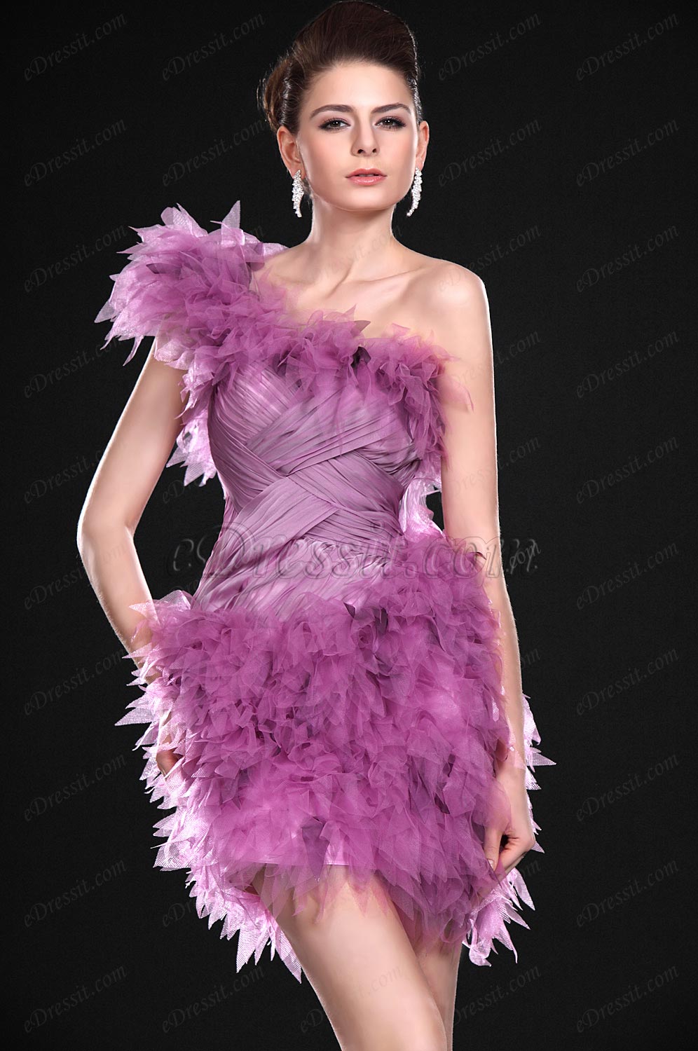 Neu Wunderschön Ein-Schulter Rosa Abi Ballkleid