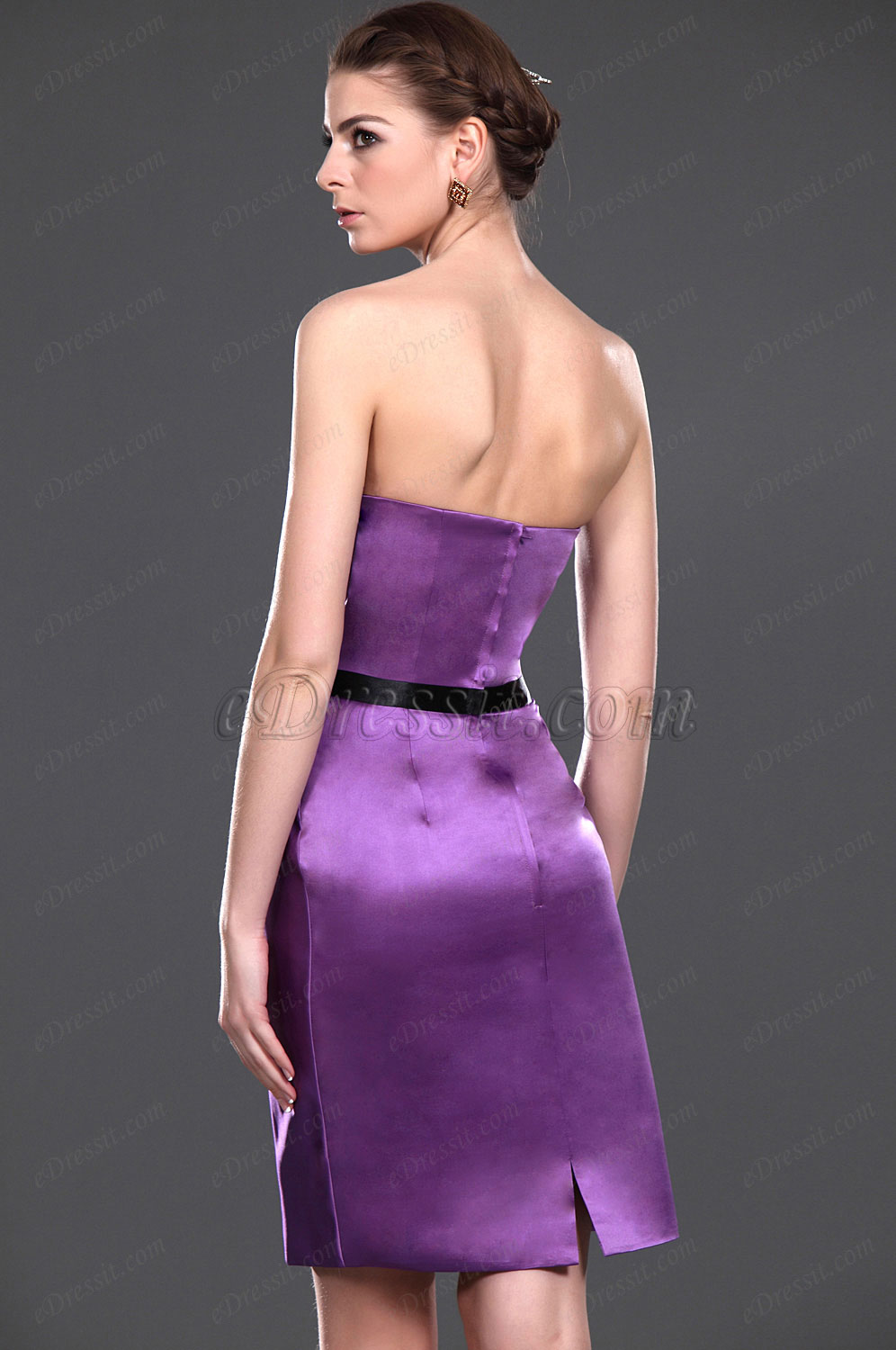 New Fashionable Strapless Purple Bridesmaid Dress