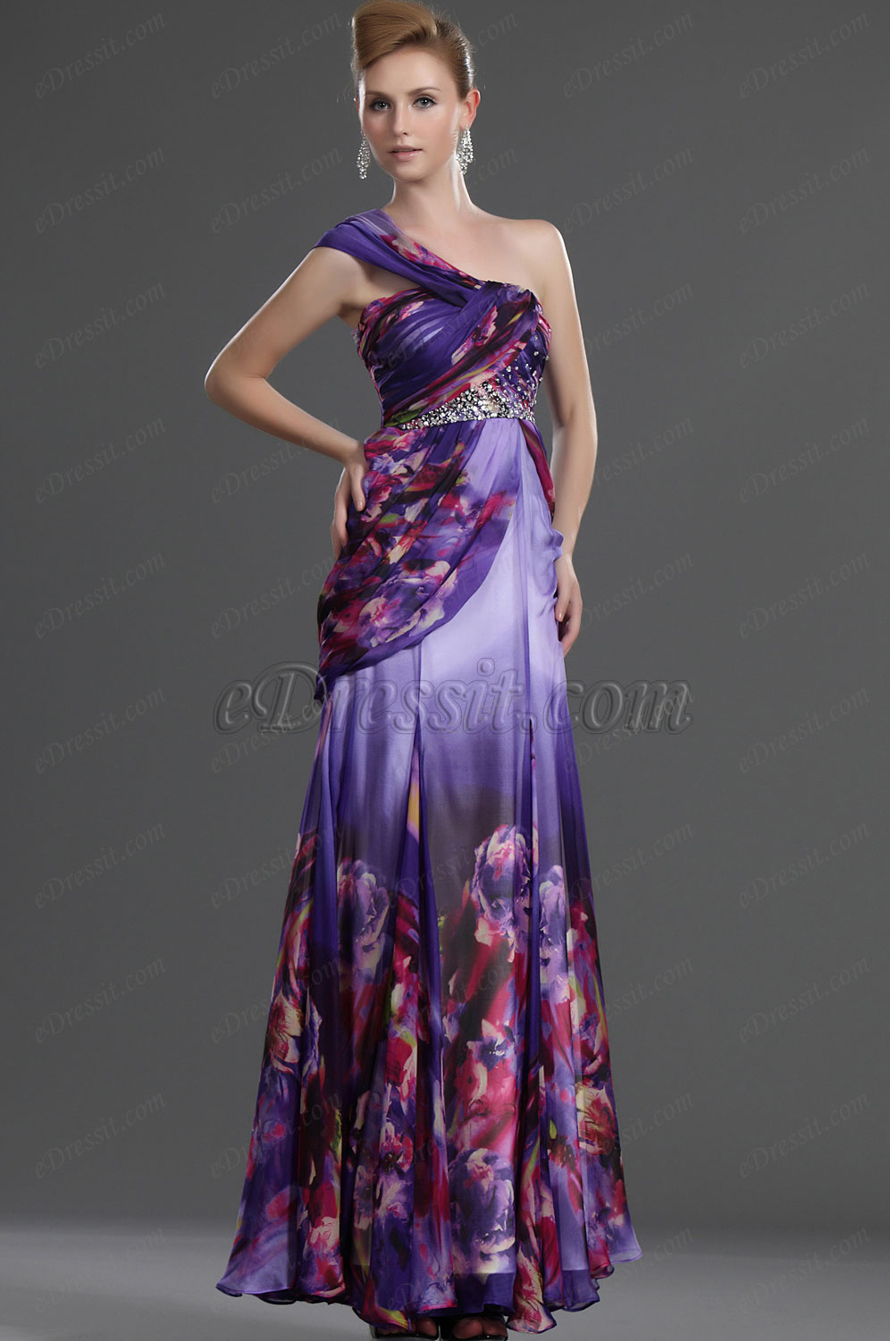 2011 Bretelle Seule 100% Soie Robe de Soirée