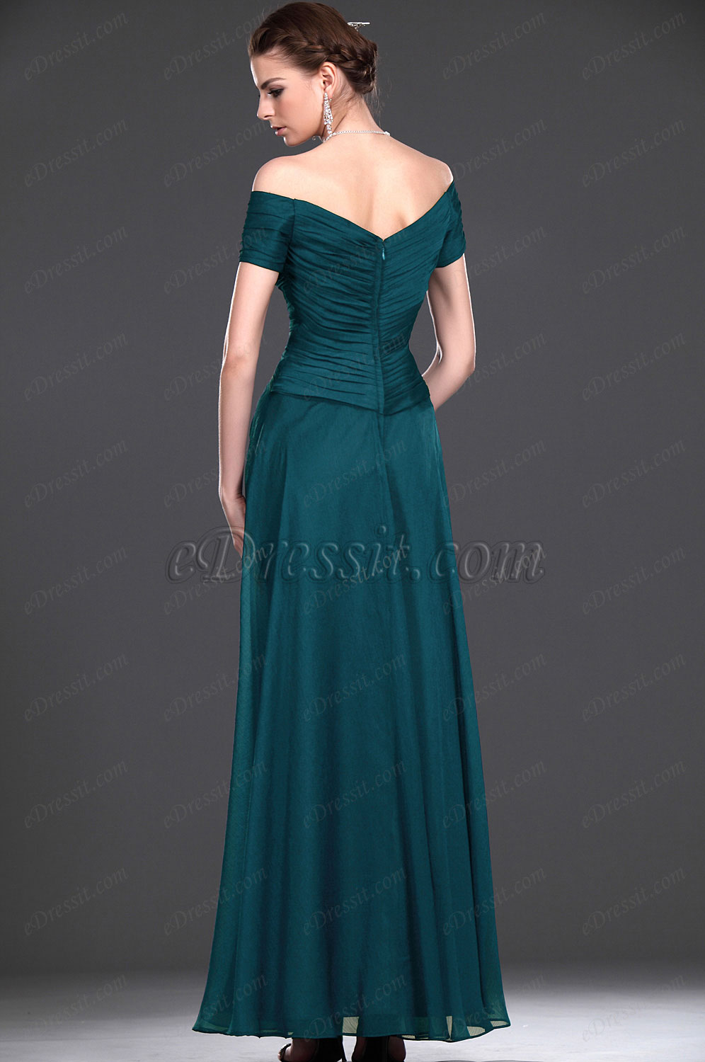 Neu V-Ausschnitt Hängende Träger Kleid für Braut´s Mutter