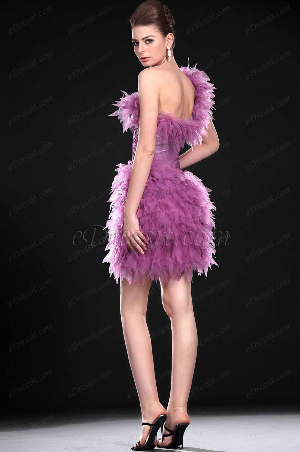 Neu Wunderschön Ein-Schulter Rosa Abi Ballkleid