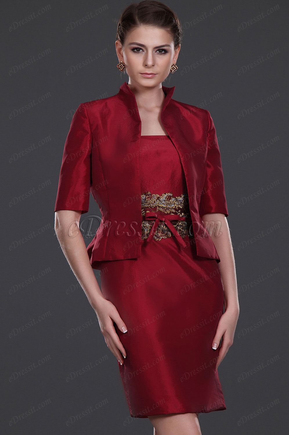 New Elegant Red Two Piece Mother of the Bride Dress