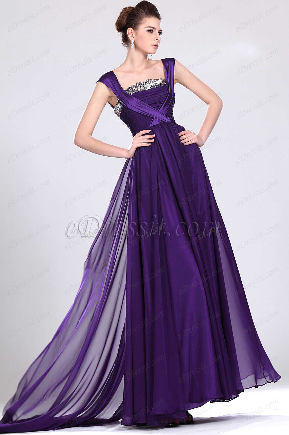 New Graceful Purple Evening Dress