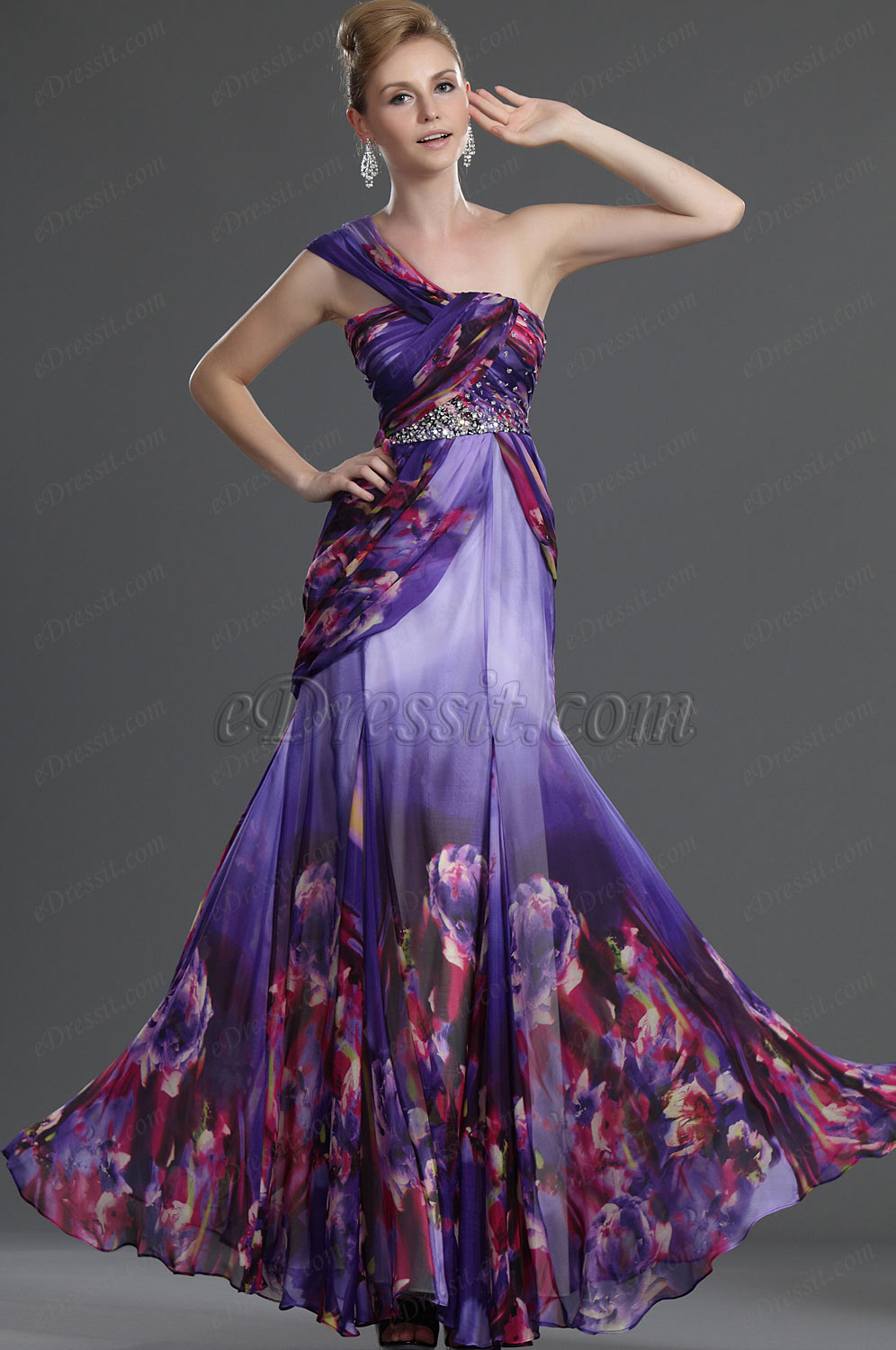 2011 Bretelle Seule 100% Soie Robe de Soirée