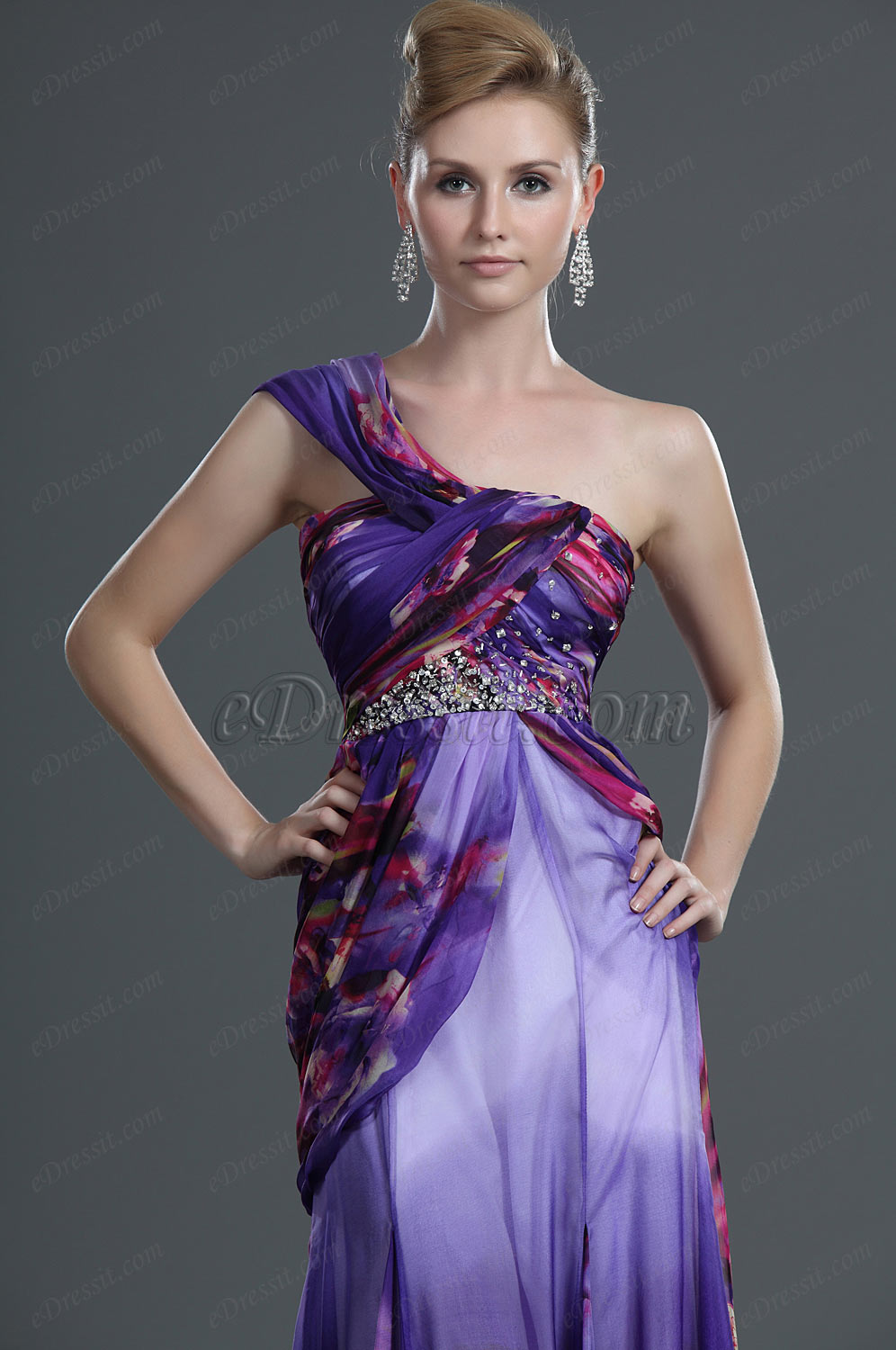 2011 Bretelle Seule 100% Soie Robe de Soirée