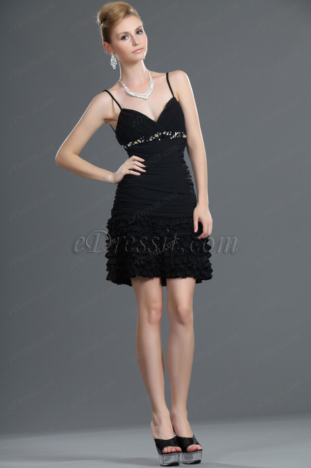 New Fringe Black Party Dress