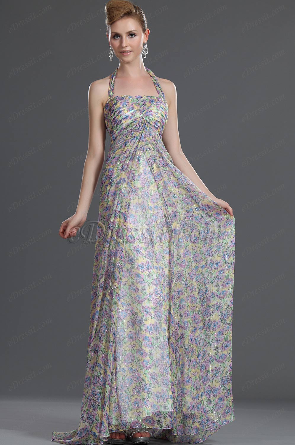 Elégante Licou 100% Soie Robe de Soirée