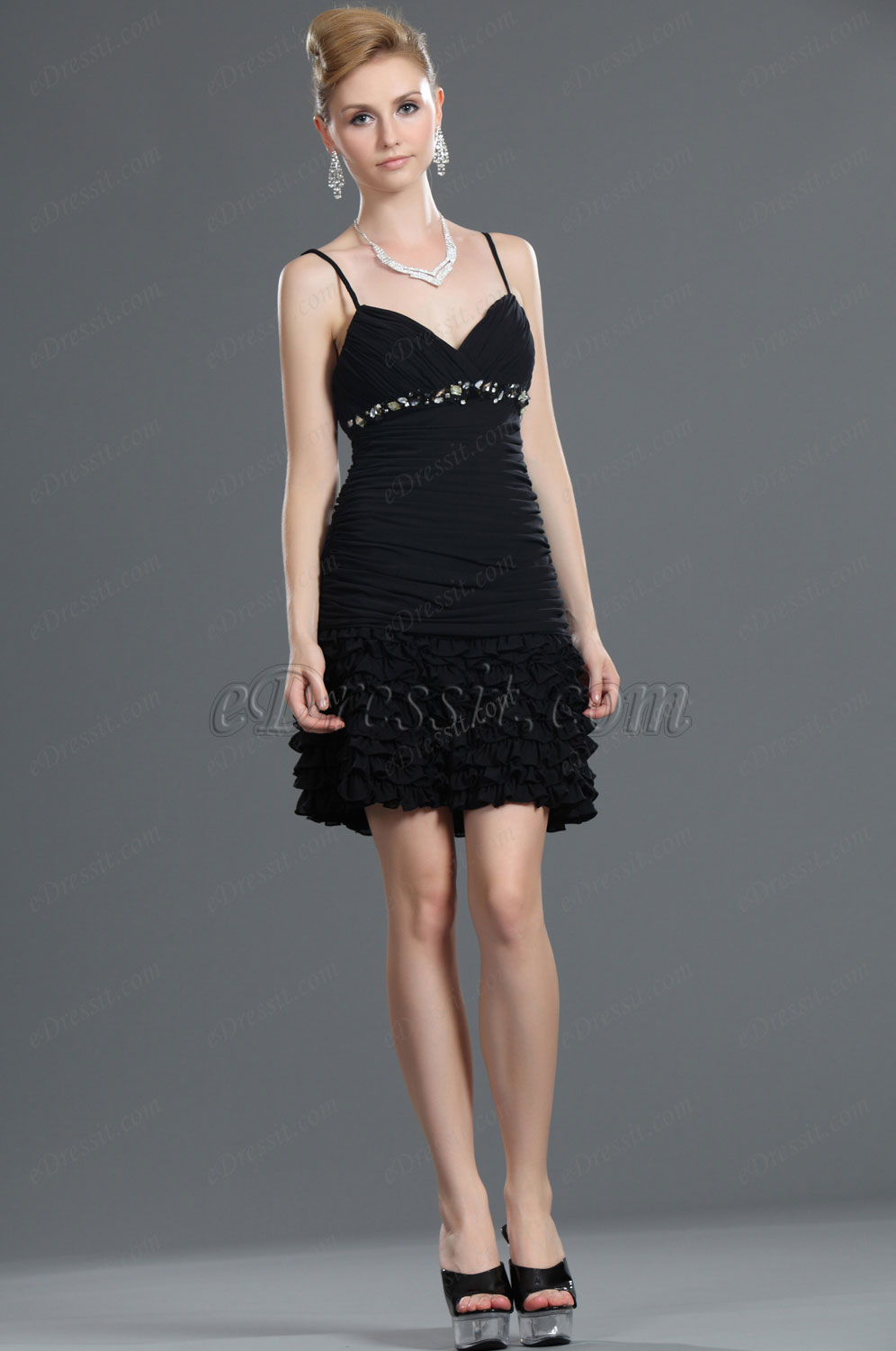 New Fringe Black Party Dress