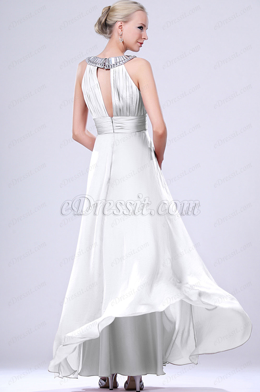 Clearance Sale !  White Evening Dress--Size UK10