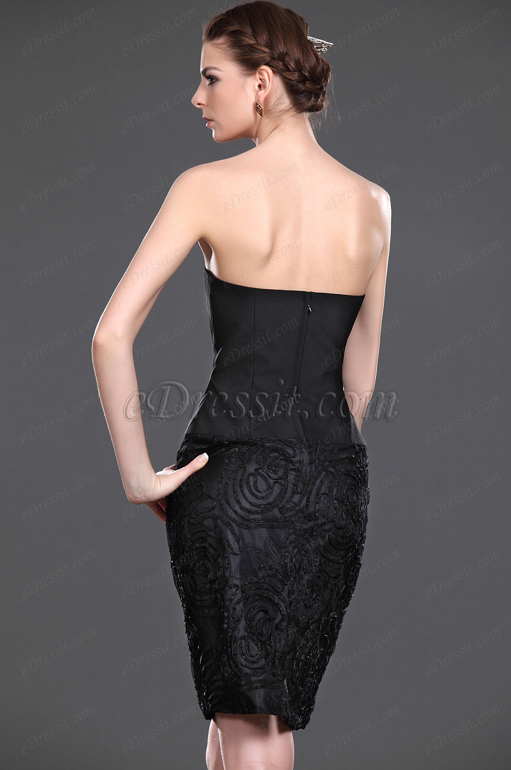 Neu Schwarz Elegant Zwei Stücke Kleid Für Braut‘s Mutter