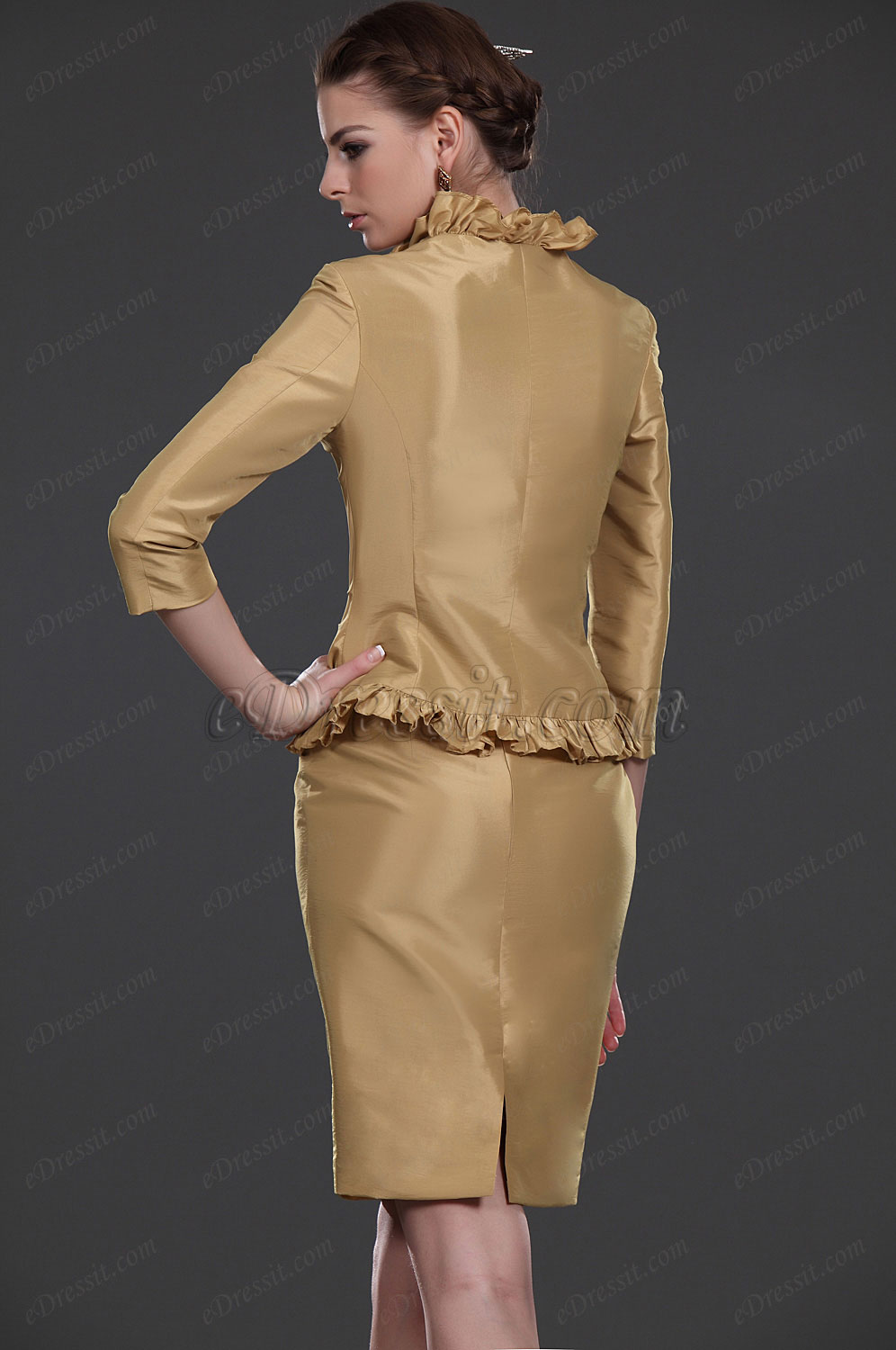 De moda Dos piezas Vestidos para ceremonia de dama Vestido para trabajo