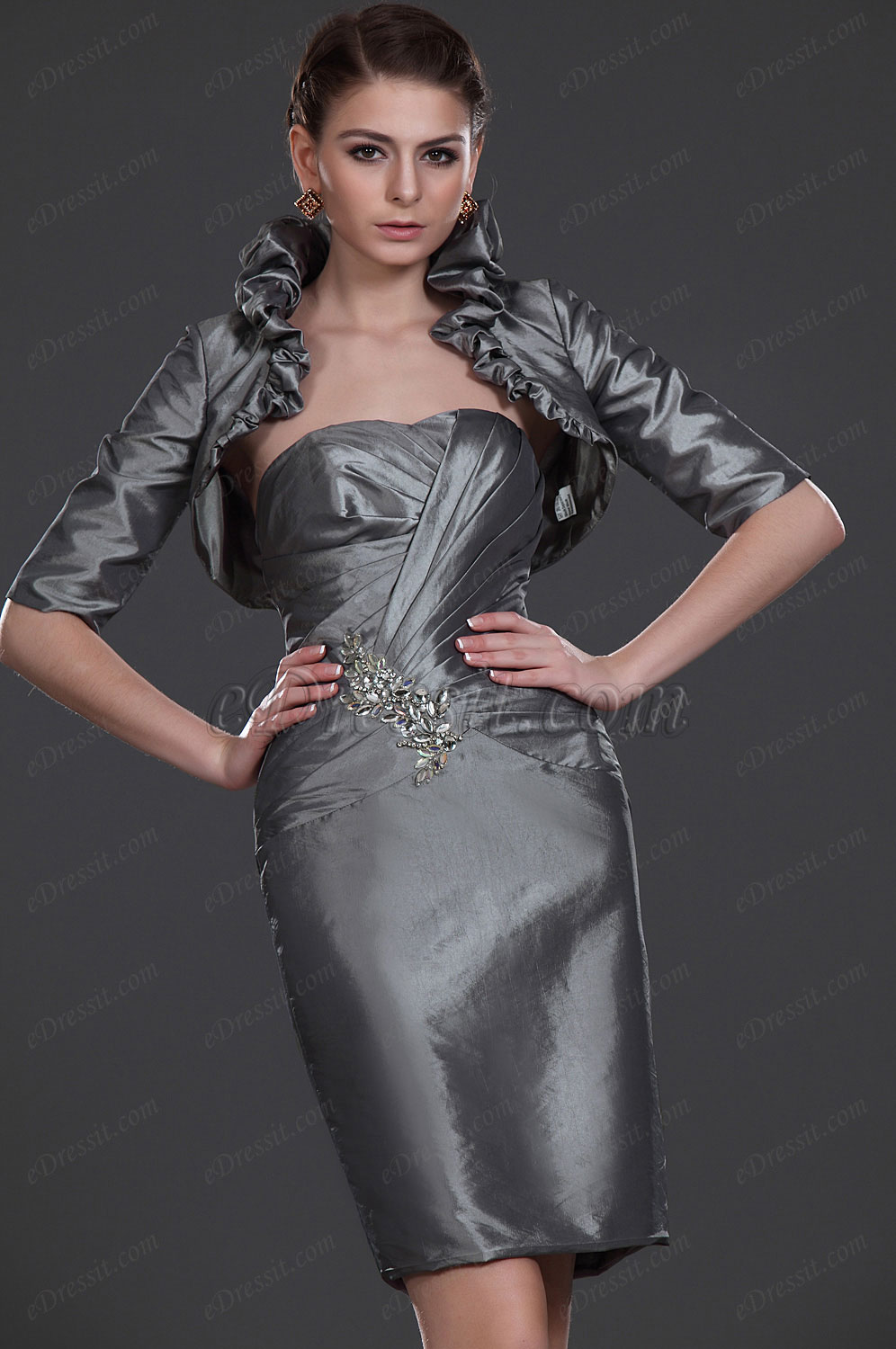 Neu Scharmant Grau Zwei Stücke Kleid für Braut's Mutter