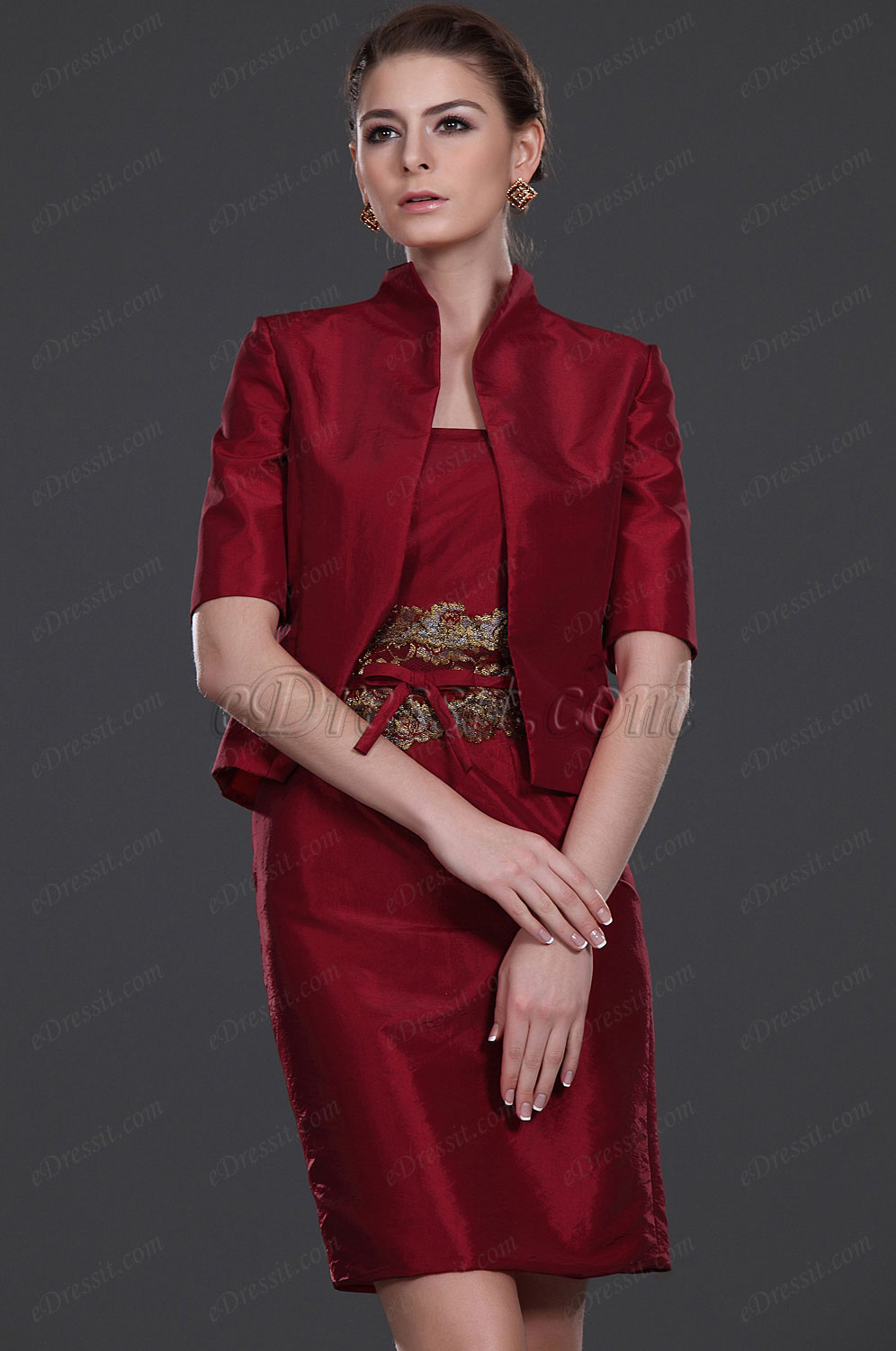 New Elegant Red Two Piece Mother of the Bride Dress