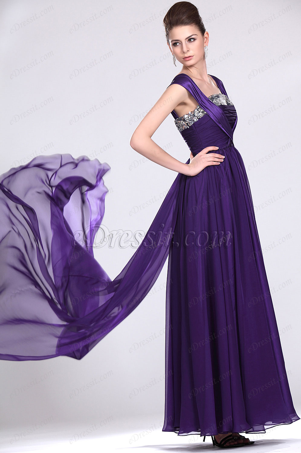 New Graceful Purple Evening Dress