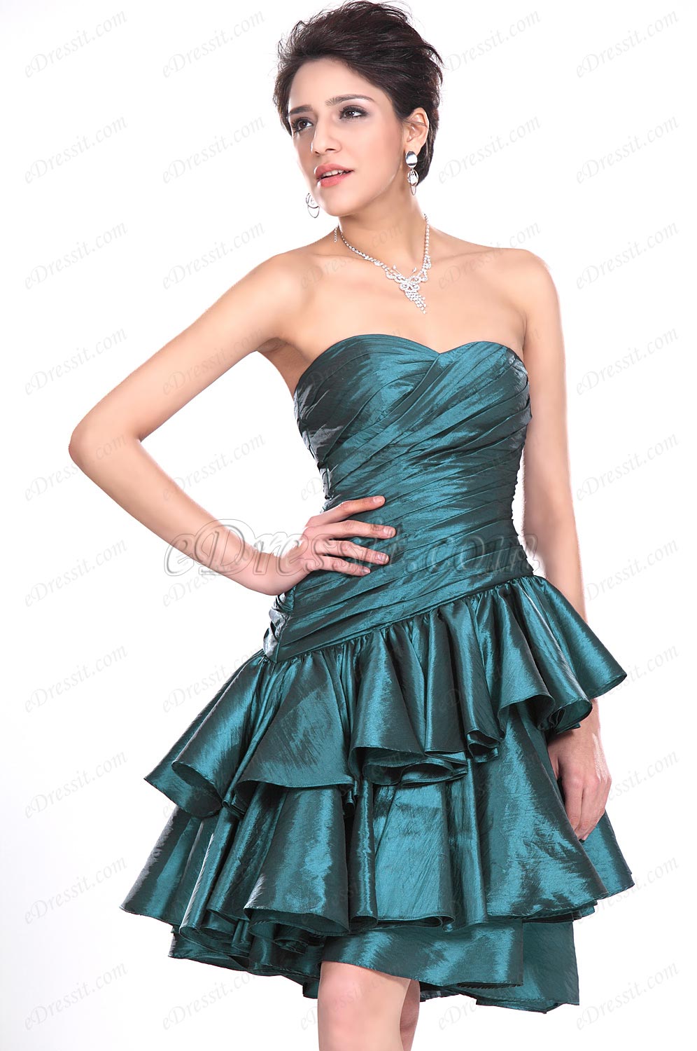 Recien llegodas Sin tirante Escote de cariño Vestido de Fiesta Vestido corto