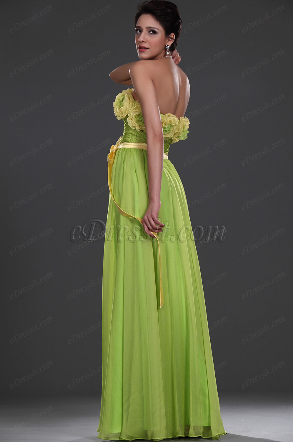 Neu Stilvoll Trägerlos Grün Abendkleid