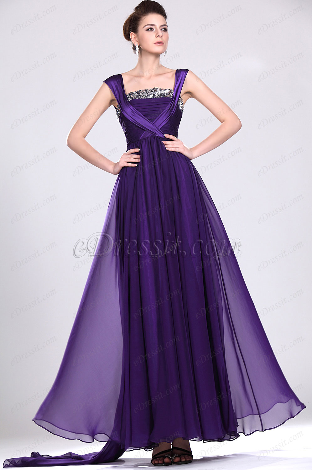 New Graceful Purple Evening Dress