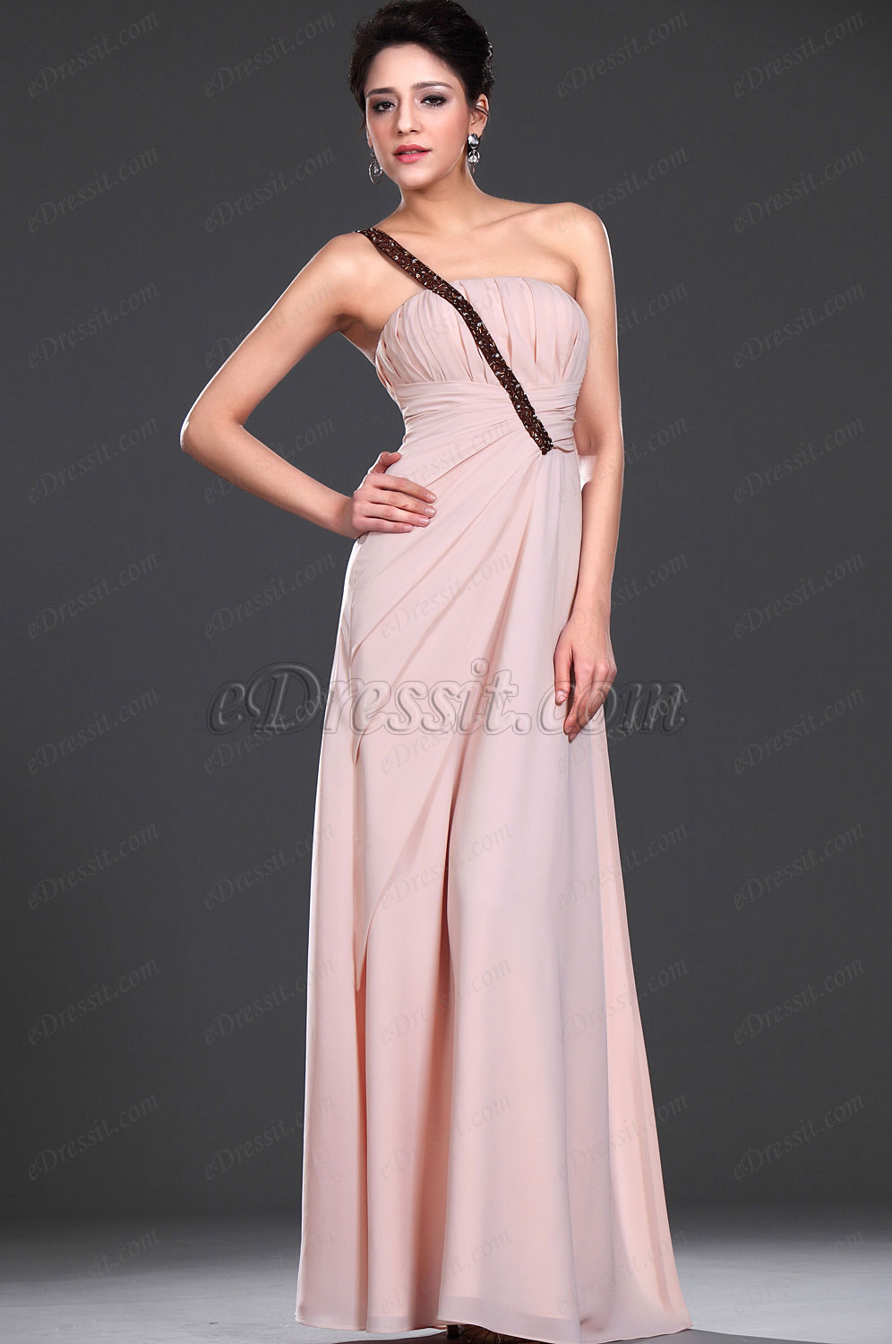 New Beaded One Shoulder Evening Dress