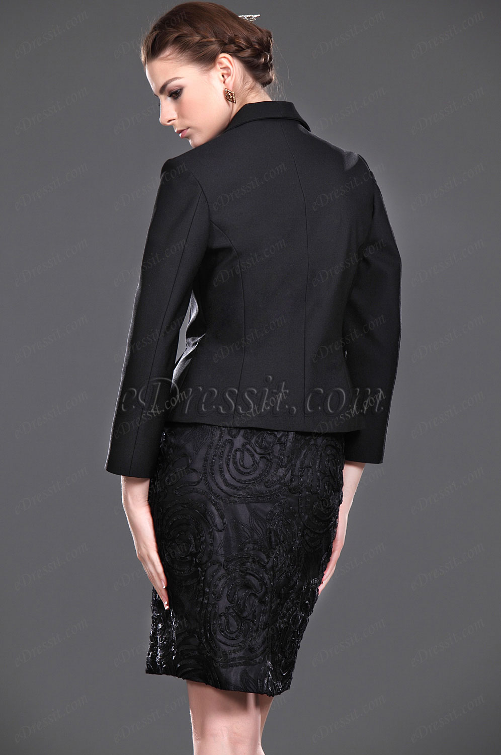 Neu Schwarz Elegant Zwei Stücke Kleid Für Braut‘s Mutter