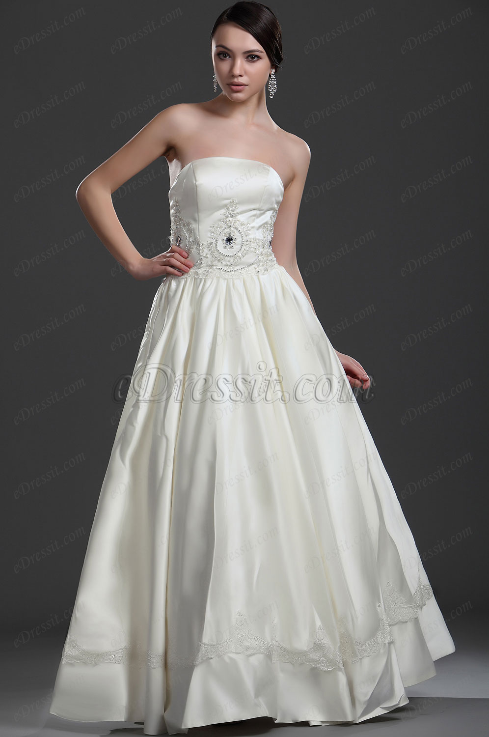 New Elegant Strapless Wedding Gown