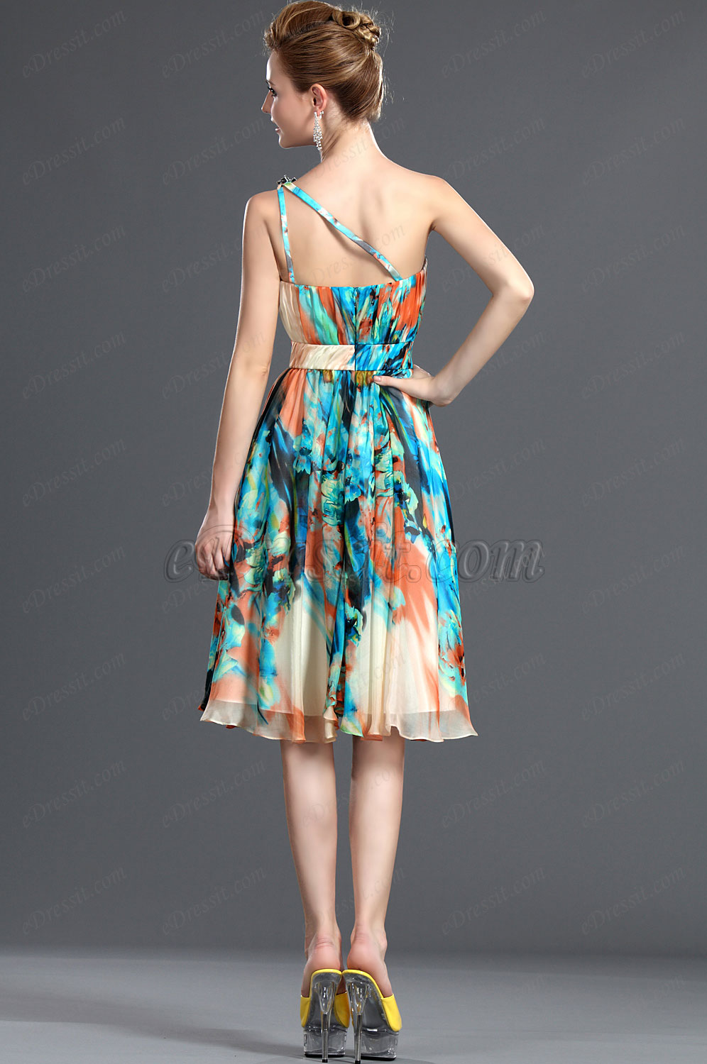 Bretelle Seule 100% Soie Robe de Cocktail