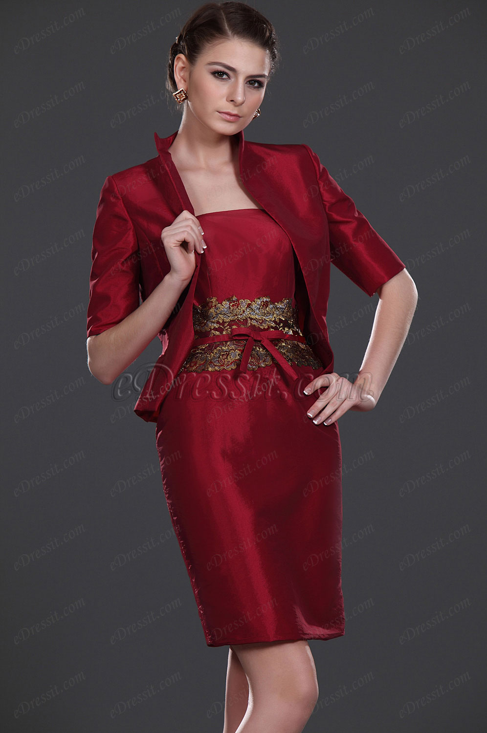 New Elegant Red Two Piece Mother of the Bride Dress