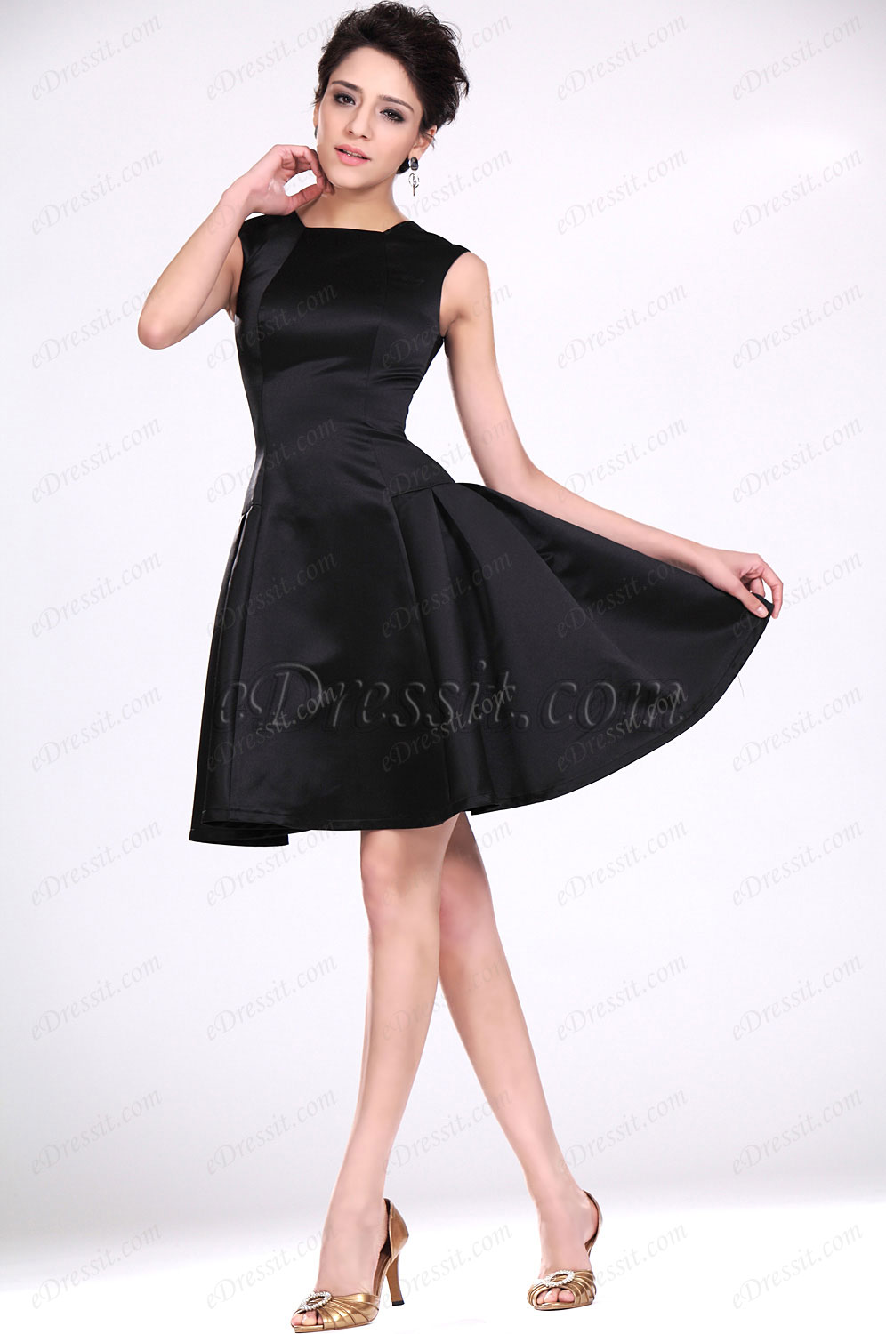 New Elegant Black Fitted Party Dress