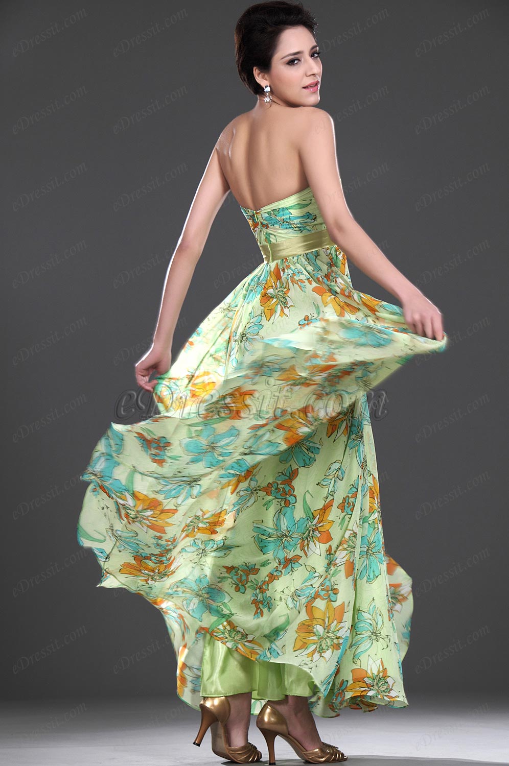 New Strapless U-neckline Evening Dress