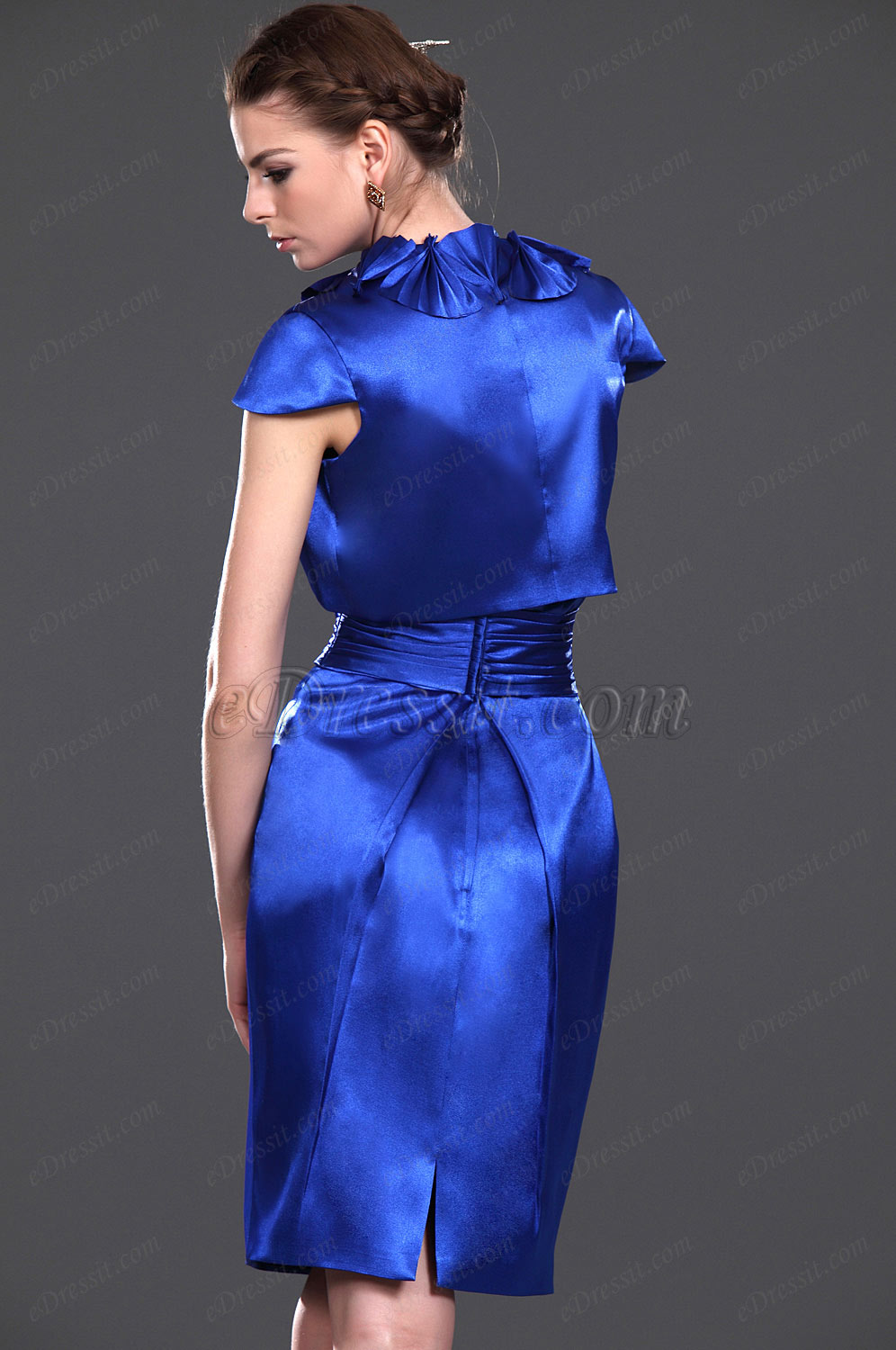 Novedad Brillante Azul Dos piezas vestido de ceremonia para Dama
