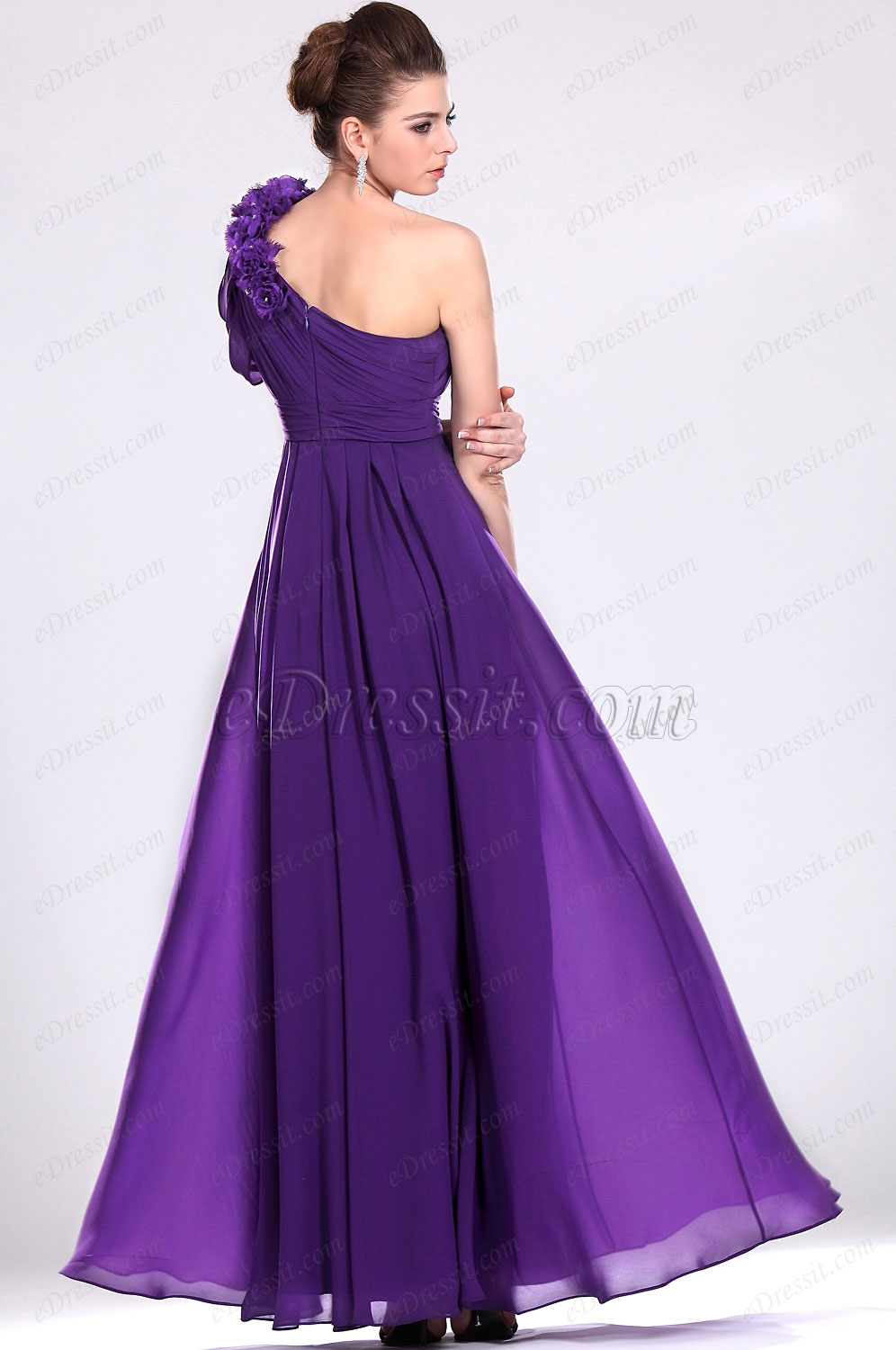 New Alluring Purple One Shoulder Evening Dress