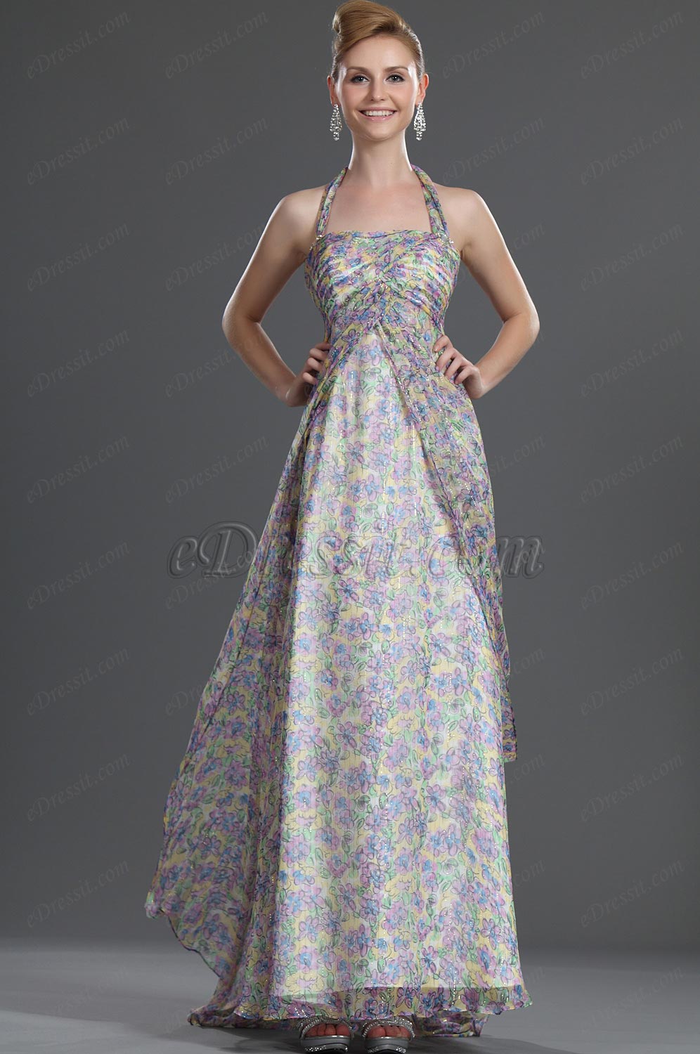 Elégante Licou 100% Soie Robe de Soirée