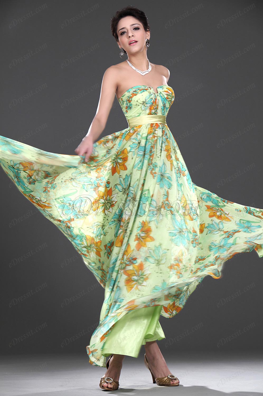 New Strapless U-neckline Evening Dress