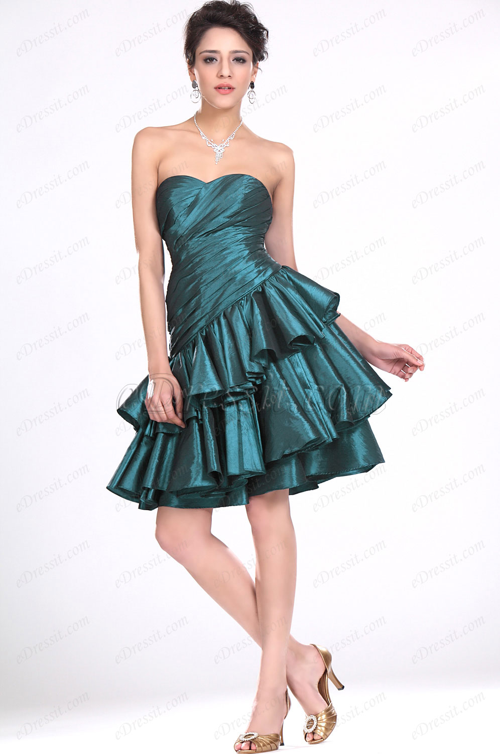 Recien llegodas Sin tirante Escote de cariño Vestido de Fiesta Vestido corto