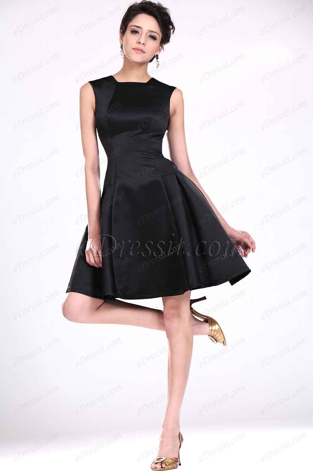 New Elegant Black Fitted Party Dress