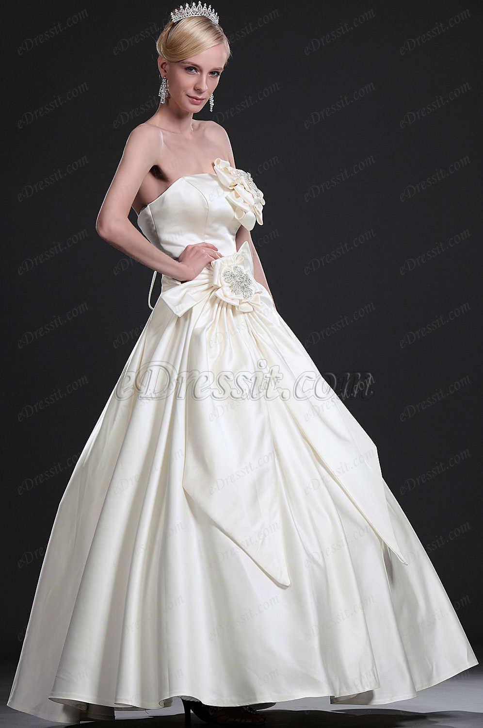 Neu Elegant Traegerlos Brautkleid