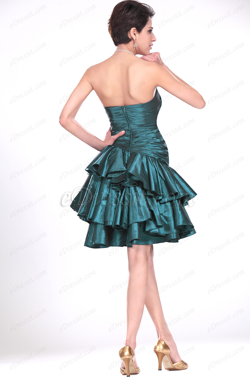 Recien llegodas Sin tirante Escote de cariño Vestido de Fiesta Vestido corto