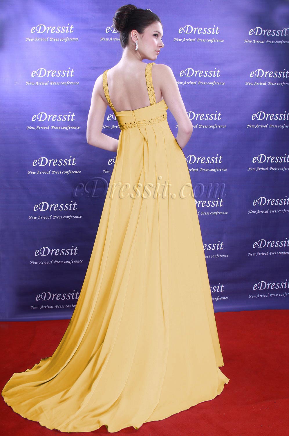 Clearance Sale !   Yellow Evening Dress--Size UK16
