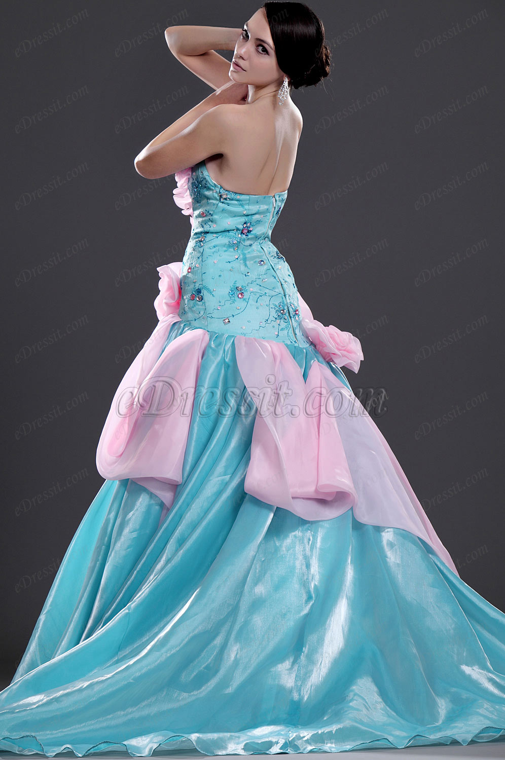 New Shimmering Strapless Prom Gown