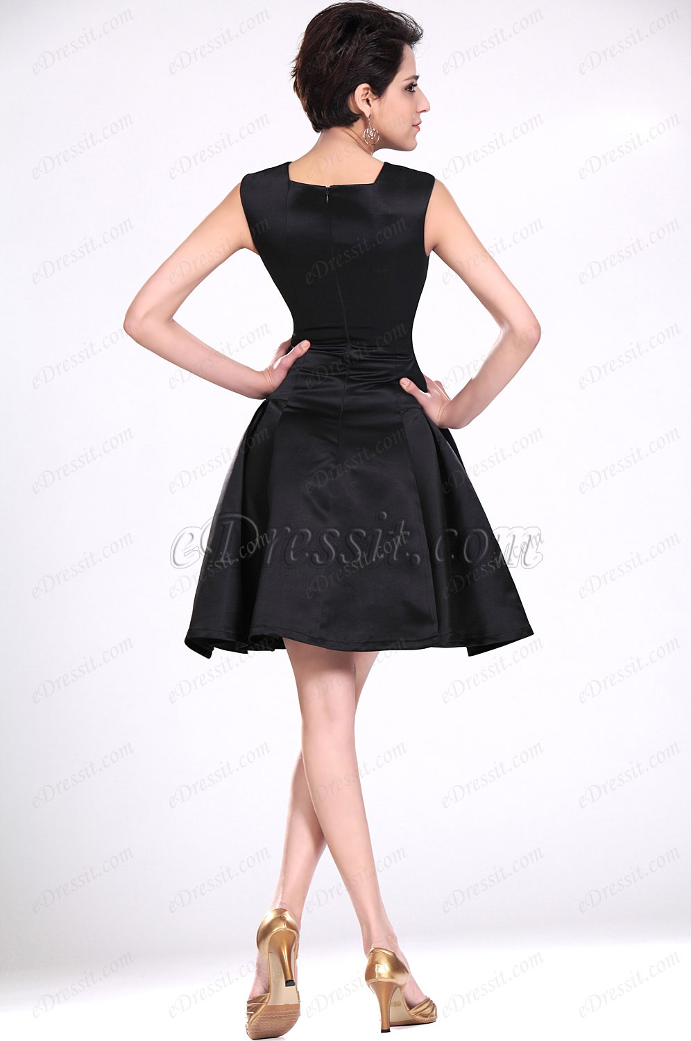 New Elegant Black Fitted Party Dress