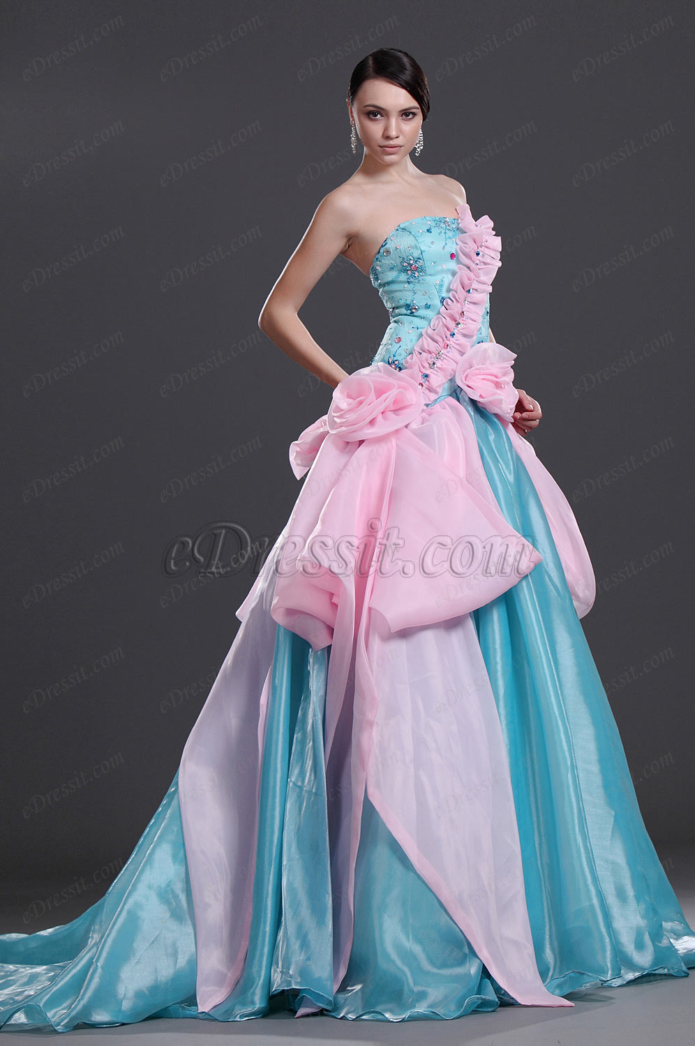 New Shimmering Strapless Prom Gown