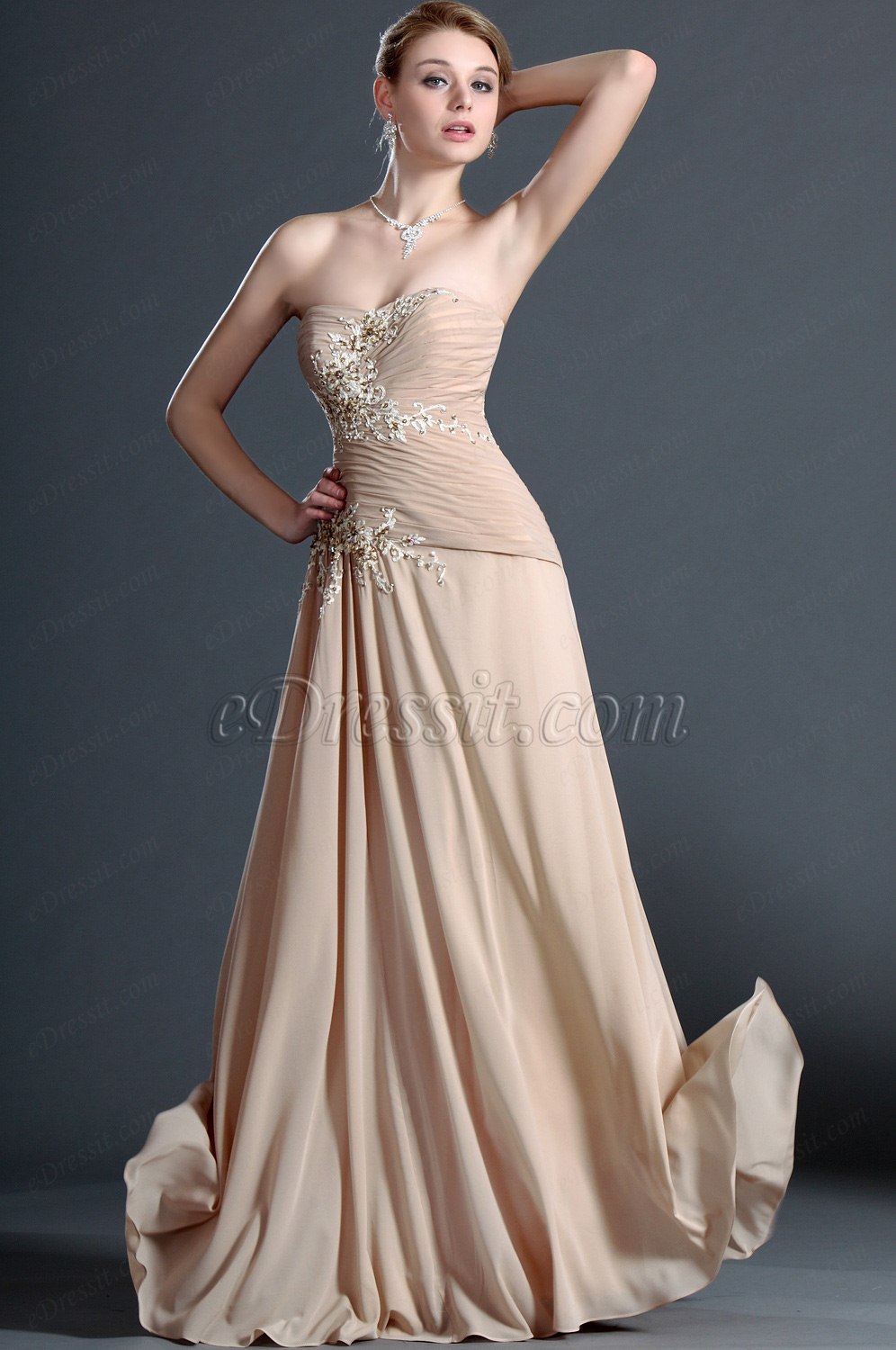 Elegante de Cariño Sin Tirante Vestido de Noche Largo