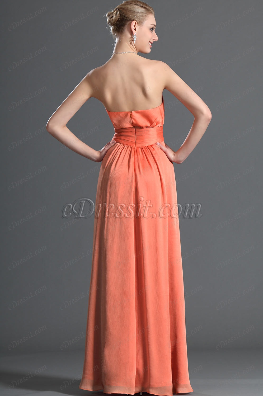 Escote de Cariño  Naranja Vestido para Dama de Honor