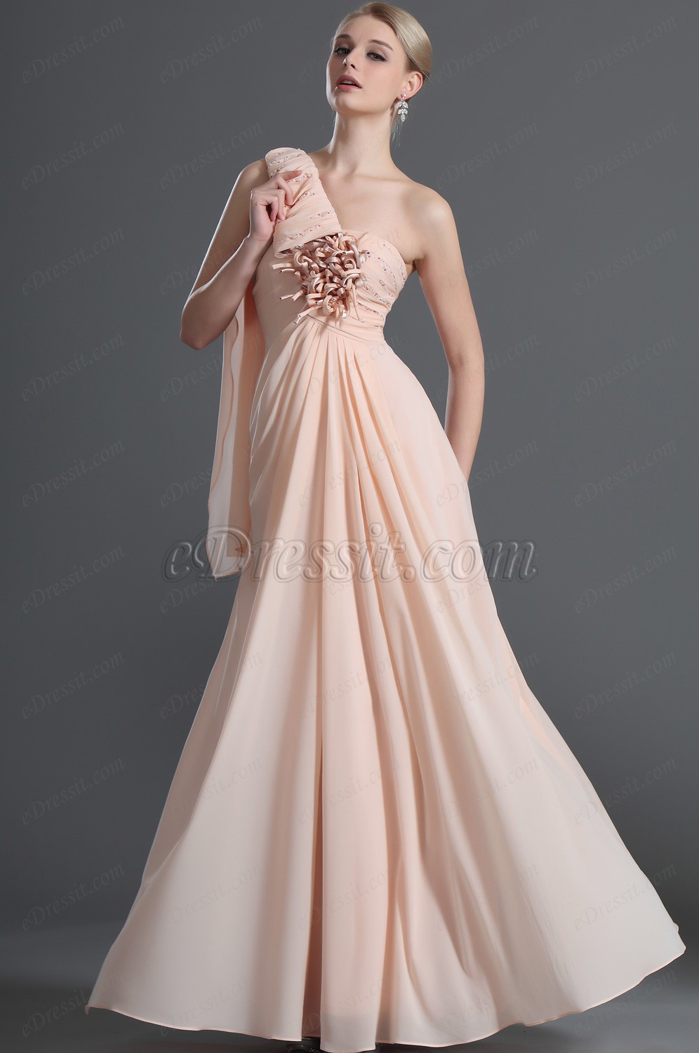 Grogeous One Shoulder Long Evening Dress