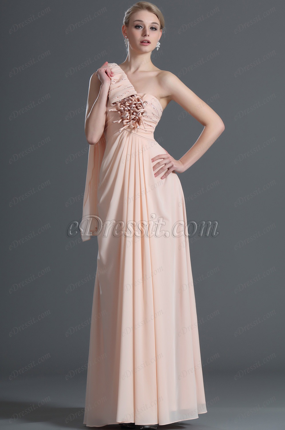 Grogeous One Shoulder Long Evening Dress