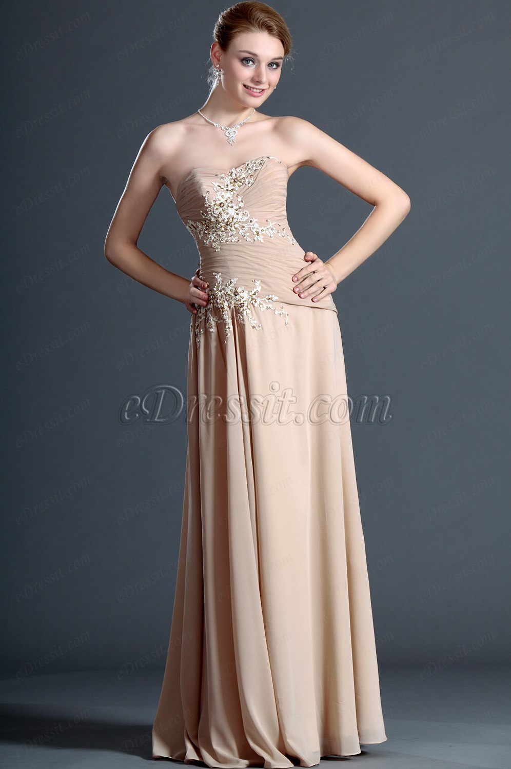 Elegante de Cariño Sin Tirante Vestido de Noche Largo