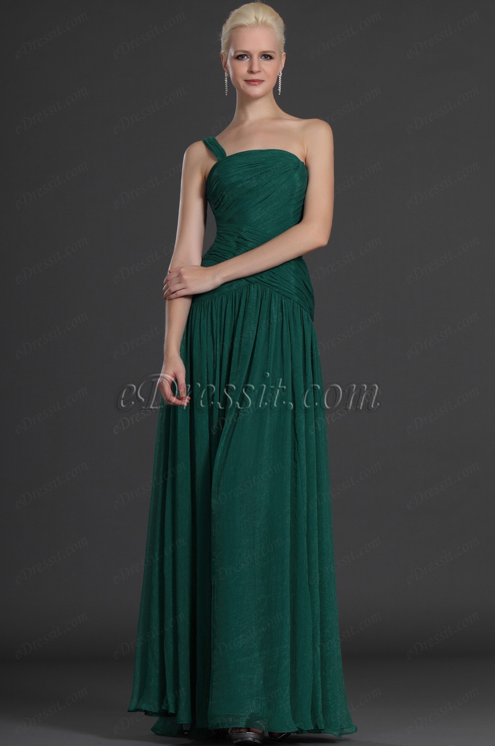 Artikel Stilvoll Grün Ein Schulter Abendkleid