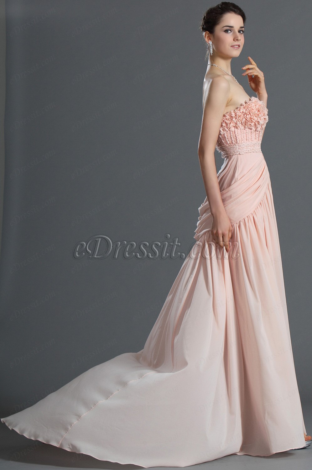 Décolleté Douce Sans Bretelles Rose Robe de Soirée